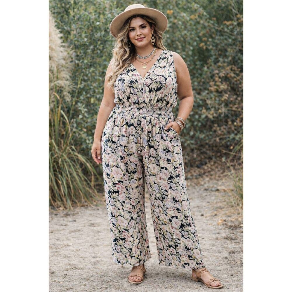 Black Tape Floral Jumpsuit - Size XL - NWT